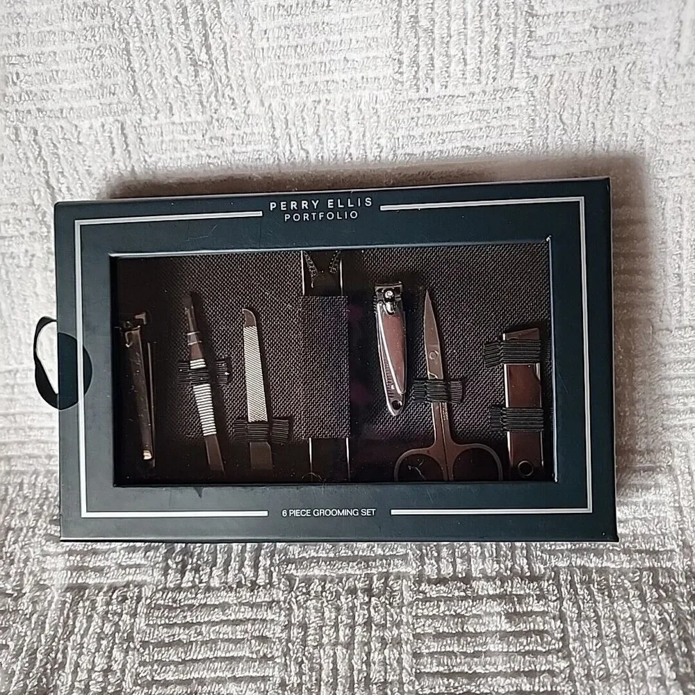 Perry Ellis Portfolio 6 Piece Grooming Set Green Case Gift Boxed New